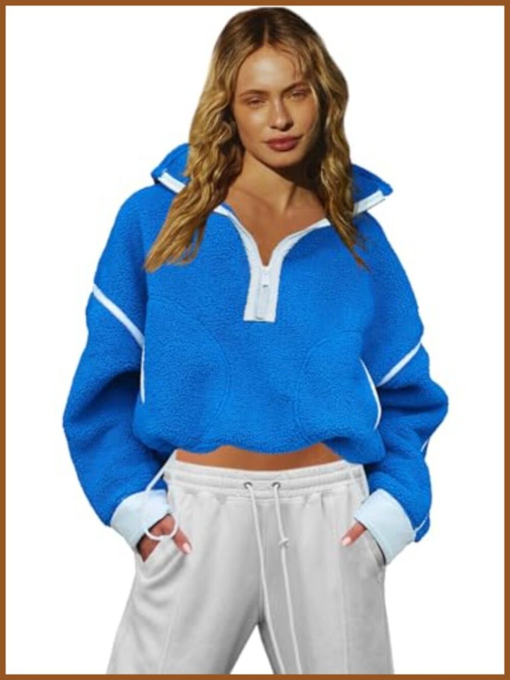 Women Fleece Half Zip Sweatshirt Long Sleeve Sherpa Jacket Pullover